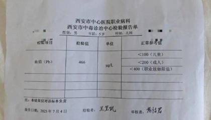 专家称铅中毒幼儿智商很难恢复 有家长伤心过度被抢救