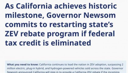 纽森公开挑战特朗普:你若取消电动车补贴 加州自己掏钱顶上