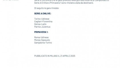 罗马教皇去世！ 意甲4场比赛推迟 新的比赛时间待定